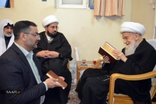 دیدار مسئولان و محققان مرکز تراث الحله و العتبه العباسیه عراق با مرجع عالیقدر حضرت آیت الله العظمی صافی گلپایگانی