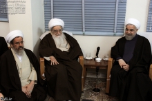 ديدار ریاست محترم جمهوری اسلامی ایران، آقای دكتر حسن روحانی با حضرت آيت الله العظمی صافی گلپايگانی 