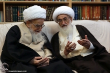 دیدار حضرت آیت الله العظمی نوری همدانی با حضرت آیت الله العظمی صافی گلپایگانی