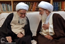 دیدار حضرت آیت الله العظمی نوری همدانی با حضرت آیت الله العظمی صافی گلپایگانی