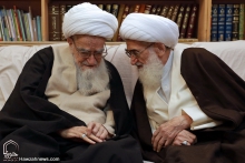 دیدار حضرت آیت الله العظمی نوری همدانی با حضرت آیت الله العظمی صافی گلپایگانی
