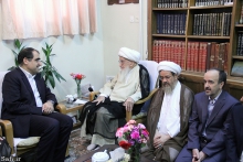  دیدار دکتر سید حسن قاضی زاده هاشمی، وزیر بهداشت، درمان و آموزش پزشکی با حضرت آیت الله العظمی صافی گلپایگانی