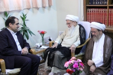  دیدار دکتر سید حسن قاضی زاده هاشمی، وزیر بهداشت، درمان و آموزش پزشکی با حضرت آیت الله العظمی صافی گلپایگانی