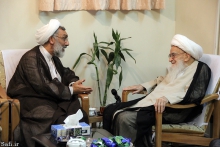 ديدار حجة‌الاسلام مصطفی پور محمدی، وزير دادگستری با حضرت آية الله العظمی صافی گلپايگانی