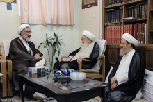 ديدار حجة‌الاسلام مصطفی پور محمدی، وزير دادگستری با حضرت آية الله العظمی صافی گلپايگانی