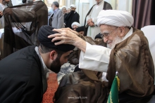 مراسم جشن نیمه شعبان و عمامه‌گذاری طلاب توسط مرجع عالیقدر حضرت آیت الله العظمی صافی گلپایگانی.