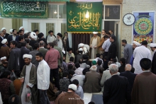 مراسم جشن نیمه شعبان و عمامه‌گذاری طلاب توسط مرجع عالیقدر حضرت آیت الله العظمی صافی گلپایگانی.