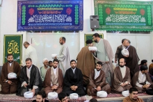 مراسم جشن نیمه شعبان و عمامه‌گذاری طلاب توسط مرجع عالیقدر حضرت آیت الله العظمی صافی گلپایگانی.