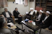 ديدار رياست سازمان‌ اسناد و كتابخانه‌ ملی، دكتر سيدرضا صالحی اميری با حضرت آيت الله العظمی صافی گلپايگانی