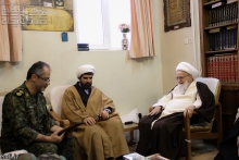 ديدار فرمانده و مسئولين یگان ویژه پاسداران انتظامی استان قم، با حضرت آيت الله العظمي صافي گلپايگاني