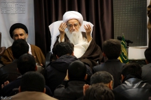 ديدار فعالان هيئت‌های ايام فاطميه شهر اقليد امام زمان (ع) با حضرت آيت الله العظمی صافی گلپايگانی