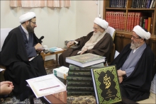 دیدار اعضای کمیته علمی «همایش بین‌المللی امیرالمؤمنین علی علیه‌السلام الگوی عدالت و معنویت برای جهان امروز» با مرجع عالیقدر حضرت آیت‌الله العظمی صافی گلپایگانی