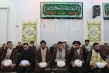 مراسم عمامه گذاری جمعی از طلاب به دست مرجع عالیقدر حضرت آیت الله العظمی صافی گلپایگانی و جشن میلاد حضرت محمد مصطفی (ص) و امام جعفر صادق (ع) در دفتر معظم له.