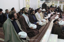 مراسم عمامه گذاری جمعی از طلاب به دست مرجع عالیقدر حضرت آیت الله العظمی صافی گلپایگانی و جشن میلاد حضرت محمد مصطفی (ص) و امام جعفر صادق (ع) در دفتر معظم له.