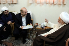 ديدار دكتر محمد باقر قالیباف، شهردار تهران با حضرت آيت الله العظمي صافي گلپايگاني