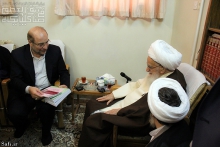 ديدار دكتر محمد باقر قالیباف، شهردار تهران با حضرت آيت الله العظمي صافي گلپايگاني