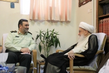 گزارش تصويری : ديدار سردار سرتيپ پاسدار حسین اشتری، فرمانده نیروی انتظامی با حضرت آية‌الله العظمی صافی گلپايگانی