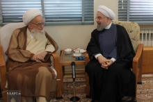 عکس خبری : ديدار ریاست محترم جمهوری اسلامی ایران، آقای دكتر حسن روحانی با مرجع عالیقدر حضرت آيت الله العظمی صافی گلپايگانی