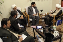 دیدار رئیس مرکز پژوهش‌های اسلامی صدا و سیما آقای دکتر ظریفیان و  جمعی از مسئولان مرکز با حضرت آیت الله العظمی صافی گلپایگانی