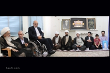 دیدار رییس سازمان حج و زیارت،  مدیرکل بنیاد شهید و امور ایثارگران و خانواده‌های معظم شهدای منا با حضرت آیت الله العظمی صافی گلپایگانی