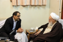 دیدار وزیر بهداشت، درمان و آموزش پزشکی؛ آقای دکتر سید حسن قاضی‌زاده هاشمی با حضرت آیت‌الله العظمی صافی گلپایگانی