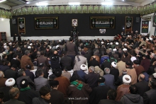 مراسم عزاداری شهادت حضرت فاطمه زهرا سلام‌الله‌علیها، در دفتر مرجع عالیقدر حضرت آیت الله العظمی صافی گلپایگانی و دسته عزاداران فاطمی.