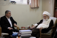 ديدار رياست سازمان‌ اسناد و كتابخانه‌ ملی، دكتر سيدرضا صالحی اميری با حضرت آيت الله العظمی صافی گلپايگانی