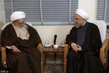 ديدار ریاست محترم جمهوری اسلامی ایران، آقای دكتر حسن روحانی با حضرت آيت الله العظمی صافی گلپايگانی 